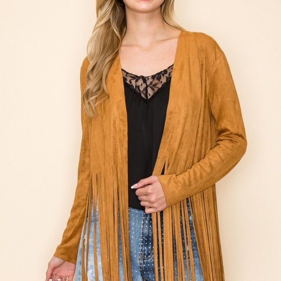NEW VOCAL suede fringe DUSTER JACKET Woodstock Boho western rodeo cowgirl SM-3X - Picture 10 of 12